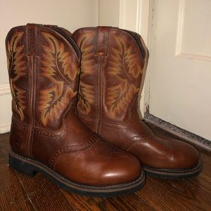 Mens Justin Brown Leather Boots